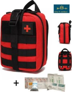 Alta-X Outdoor - Ehbo Tas Rood - Medicijntas - First Aid Bag - Jacht Survival Militaire Edc Pack Molle - Tactical Heuptas Outdoor Sos Pouch Leger Medische Kit Taille Riem Rugzak